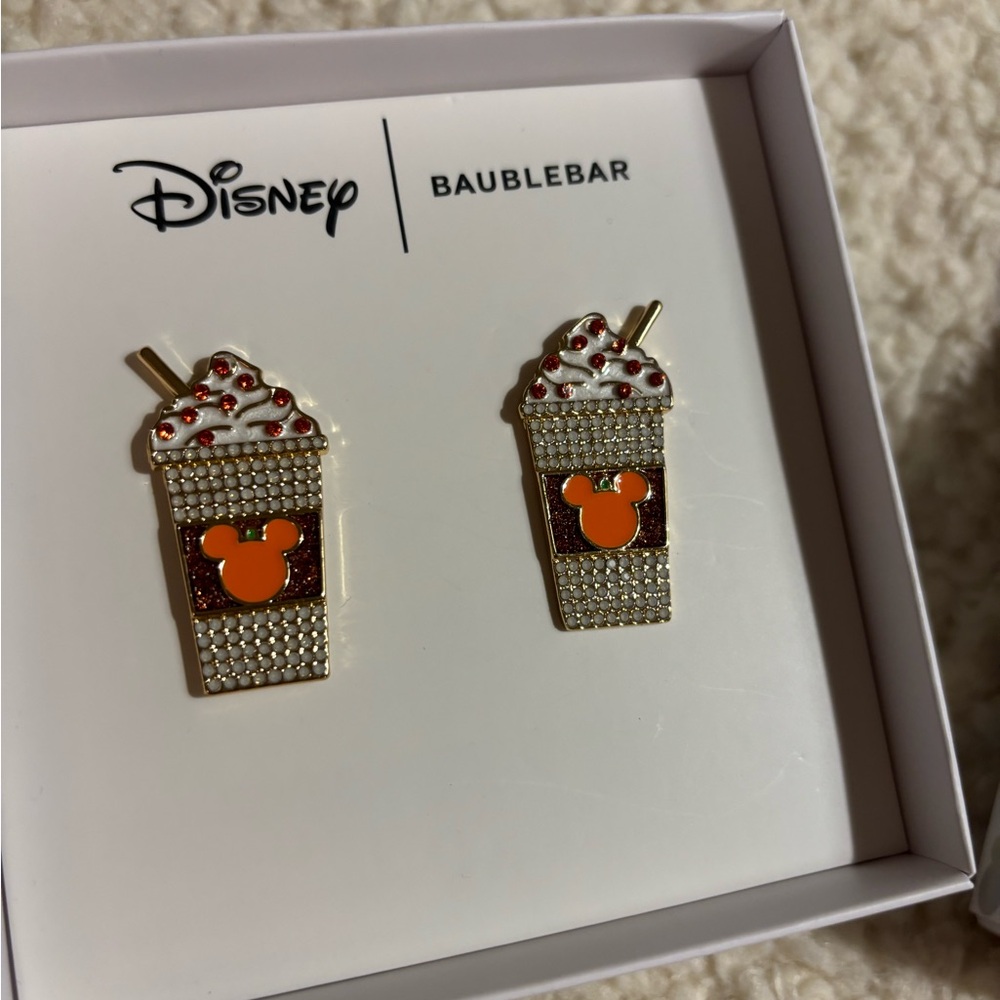 Disney Baublebar Mickey Mouse Pumpkin Spice Earrings Halloween One Pair New